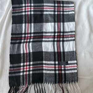 Vintage Burberry Black, White, and Red Check Scarf